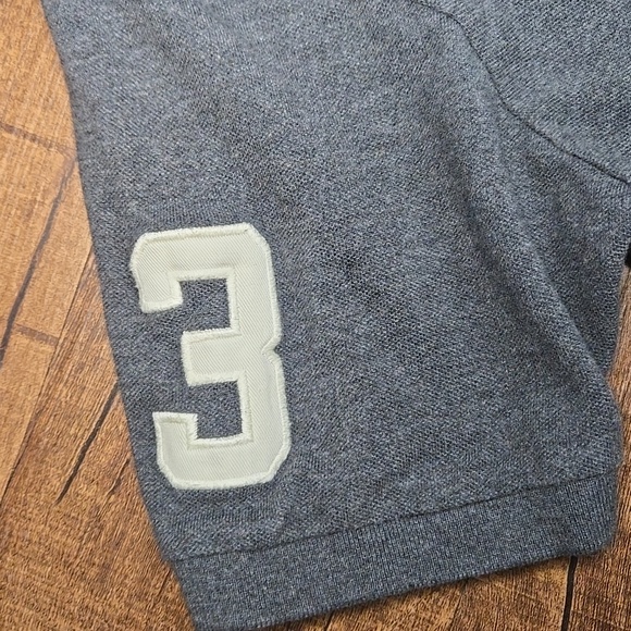Vintage Polo Ralph Lauren Charcoal Polo Gold Crest 3 on Sleeve Y2K Cotton Large - Picture 5 of 6